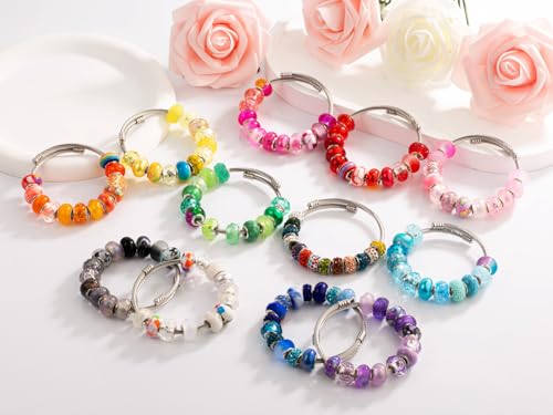 ZHIYUXI 12Styles Large Hole Beads for Jewelry Making European Big Hole Lampwork Spacer Rhinestone Bead for DIY Necklace Bracelet - color: A-12Styles
