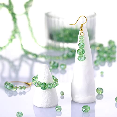 WILLBOND 600 Pcs Crystal Glass Beads for Jewelry Making Bulk Suncatcher Faceted Rondelle Loose Gemstone for Valentine's Day, Irish Holiday, Easter Bracelet DIY Crafts 8mm, 6mm, 4mm(Green) - color: Green