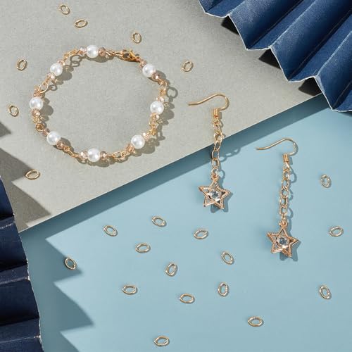 UNICRAFTALE 500Pcs 18K Gold Plated Oval Jump Rings 304 Stainless Steel 6mm Long Golden Rings for Jewelry Making DIY Craft Earring Bracelet Pendant Choker - size: 4mm