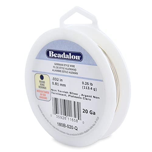 Beadalon German Style Wrapping Wire, Round, Silver Plated, 20 Gauge, 78 ft - color: Silver Plated, size: 20 gauge / 78 ft
