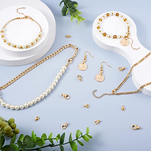 Pandahall 100Pcs Stainless Steel Lobster Claw Clasps Real 24K Gold Plated Jewelry Clasps 15x9x4mm Gold Filled Clasps for Bracelet Necklace Jewelry Making