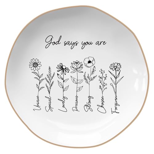 God Says You are – Ring Tray, Confirmation Gifts for Teen Girls, Christian Gifts for Women, Christian Jewelry Dish, Religious Gifts for Women, Christmas Gift – Jewelry Dish Tray Mothers Day Gifts - style: Inspirational-Heptagon