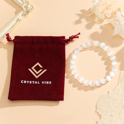 Crystal Vibe 8mm Beaded Bracelets For Women Men - Healing Crystal Bracelet - Adjustable Size - color: Opal