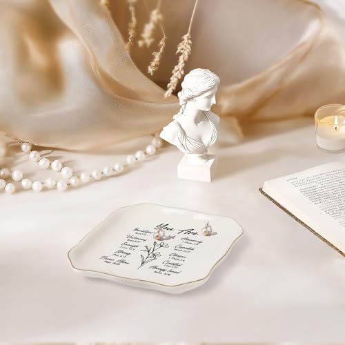 LITTLEBIGGER Christian Gifts – Bible Verses Jewelry Tray, Personalized Jewelry Dish, Spiritual and Religious Gifts for Women, Christian Faith-Based Gifts, Godmother Gift Ideas, Mothers Day Gifts - style: You Are-Wave Square