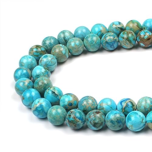 MJDCB 12mm Light Blue Imperial Jasper Gemstone Beads Round Loose Stone Bead for Jewelry Making Bracelets Necklaces - color: Light Blue Imperial Jasper, size: 12mm