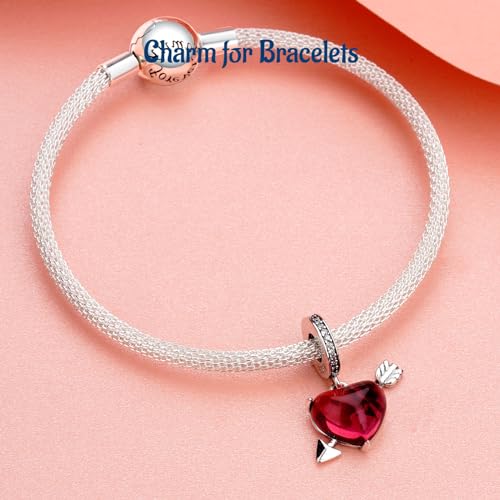 S925 Bead Dangle Charms for Bracelets Necklaces, Compatible with Pandora - style: Heart-Piercing Cupid Arrow Charms