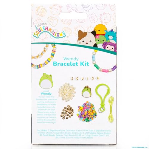 Original Squishmallows Wendy The Frog Bracelet Kit, Makes 3 Accessories, Fun Beads and Charms, Bonus Keychain, Friendship Jewelry Making Set, Gifts for Girls, Craft Kits, Arts and Crafts for Kids - style: Wendy the Frog