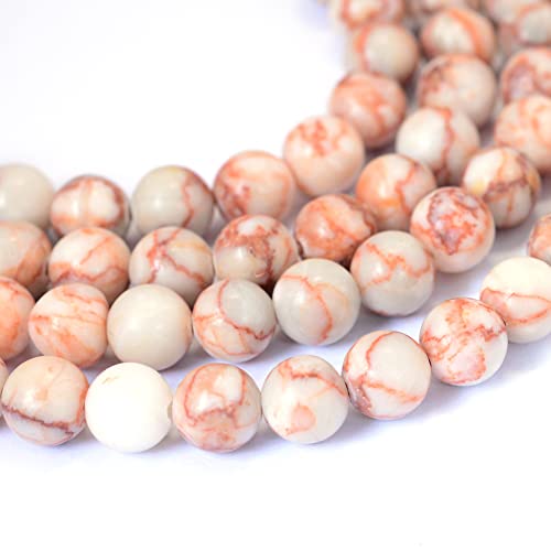 KISSITTY 235pcs 8mm Natural Red Netstone Bead Strands, Natural Gemstone Crystal Beads Round Smooth Chakra Beads Energy Healing Crystals Gemstones for DIY Jewelry Bracelets Necklaces Making - color: Natural Red Netstone