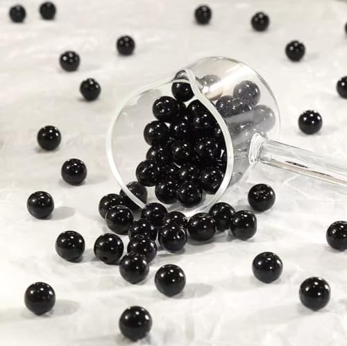 200PCS 8mm Glass Beads for Jewelry Making Soild Black Round Loose Beads for Bracelets DIY Crafts (Black) - color: 0Black