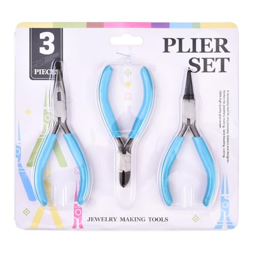 Pliers for Jewelry Making, Jewelry Pliers Set Includes Needle Nose Pliers, Round Nose Plier and Wire Cutters, Jewelry Making Tools for Jewelry Repair, Wire Wrapping, Beading and Crafts - color: Sky Blue