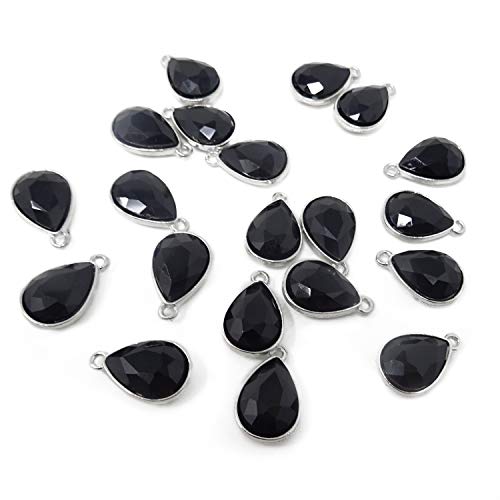 Honbay 20PCS 10x14mm Alloy Glass Crystal Waterdrops Teardrops Charms Pendant for Necklaces, Bracelets, Earrings, Jewelry Making and DIY Crafts - color: Black