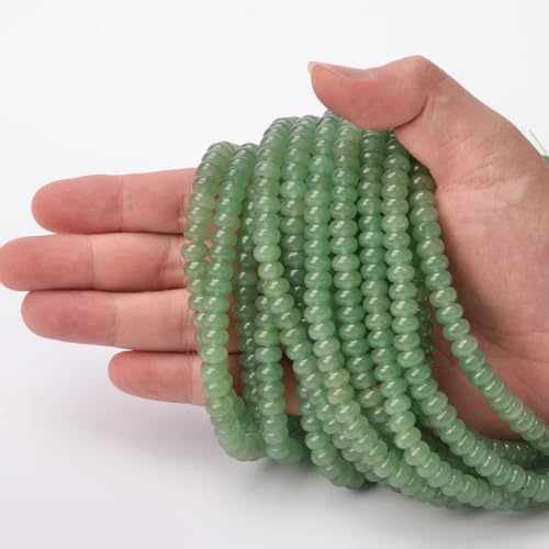 ICAI Beads 5x8mm Natural Rondelle Spacer Loose Beads for Jewelry Making DIY Crafts Design 1 Strand 15" APPR (Green Aventurine) - color: Green Aventurine, size: 5x8