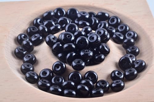 Rondelle Beads for Jewelry Making 5x8mm Natural Stone Beads 1 Strand 15.5inch Lentil Spacer Beads Rondelle Gemstone Bead Semi-Precious Stone Bead for Bracelet Necklace Crafts Black Onyx - color: Black Onyx Beads