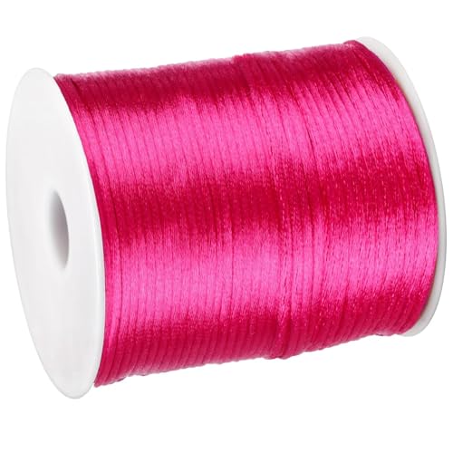 2mm x 300Feet Satin Nylon Cord, Silky Smooth Nylon String for Jewelry Making Bracelet Necklaces Beading Thread Rattail Macrame Kumihimo Chinese Knot Craft (Hot Pink ﻿) - color: Hot Pink ﻿
