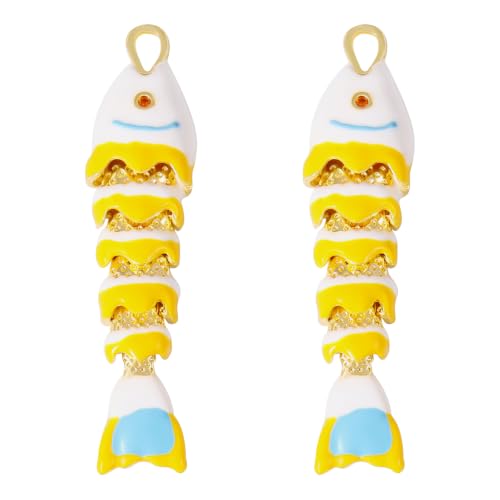 Coiris Gold Fish Charm Pendant 3D Sea Animal DIY Bracelet Necklace Earrings Beading and Jewelry Making Decorations - color: Yellow, size: Big