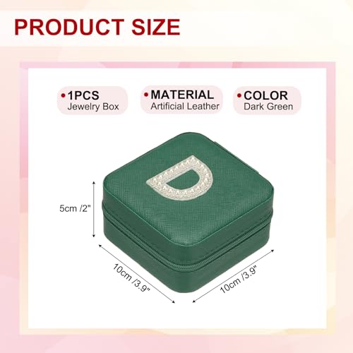 PATIKIL Travel Jewelry Case,D Initial Small Travel Jewelry Box Organizer Rings Earrings Storage Case Personalized Gifts for Women Girls Birthday Christmas Bridesmaid Gifts,Dark Green - style: D