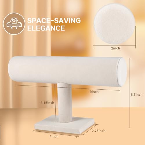 T-Bar Bracelet Display Stand for Selling, Jewelry Storage, Bracelet Holder Stand, Bangle, Jewelry Business Supplies, Watch holder for Women & Men, (Beige Velvet) - color: Beige Velvet