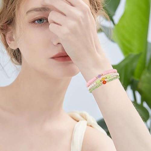 FASHEWELRY 500Pcs 7x3.5mm Flat Round Letter Beads Bulk Colorful Acrylic Beads with Golden Vowel Letter Bead Loose Spacer Alphabet Beads for Bracelets Earring Necklace Jewelry Making Supplies
