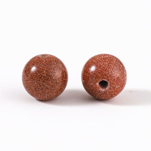 100Pcs Natural Stone 6mm Golden Sand Stone Round Loose Gemstone Energy Healing Beads Hole Size 1mm DIY Smooth Beads for Bracelet Necklace Earrings Jewelry Making - color: Golden Sand Stone, size: 6mm
