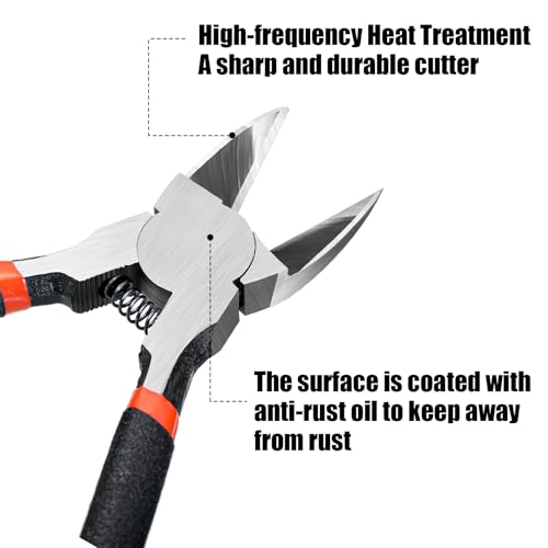Honoson 5 Pcs Zip Ties Cutters Electrical Wire Cutter Precision Side Heavy Duty Flush Pliers with Longer Flush Edge Spring loaded for Crafting Cables Wires Zip Ties (5 Inch)