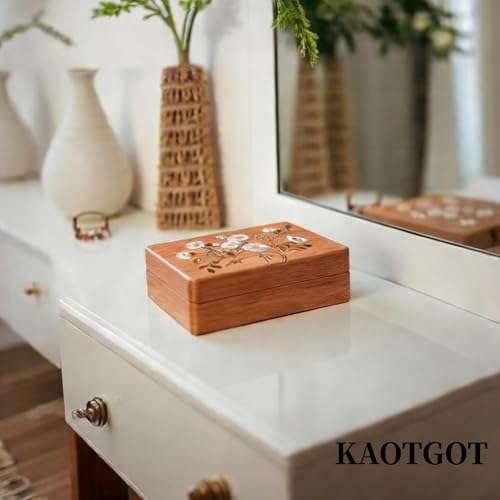 Travel Jewelry Case Small Wood Jewelry Organizer Jewelry Box for Women (Pine Wood Print) - color: Pine Wood Print
