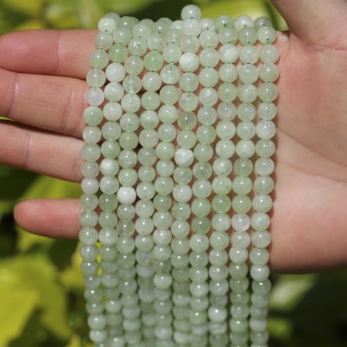 6mm Natural Stone Beads 65pcs Green Burmese Jade Polished Round Smooth Crystal Loose Gemstone Beads for Jewelry Making DIY Bracelet Necklace Earring Crafts Supplies - color: Green Burmese Jade 1 strand-65pcs