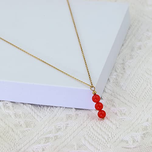 SmileBelle Crystal Necklace, Jade Necklace for Women as Anniversary Birthday Mothers Day Gifts for Women 14k Gold Black Tourmaline as Birthstone Jewelry for Girls Dainty Crystal Jewelry - color: Red Carnelian