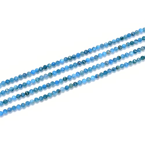 Adabele 15 Inch Natural Blue Apatite Healing Gemstone 3mm (0.12 Inch) Tiny Small Faceted Round Loose Beads Stone Spacer (120-130pcs) for Craft Jewelry Making GK3-6 - color: Blue Apatite, size: 3mm (0.12") - 15 inch/1 strand