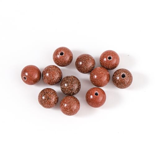 100Pcs Natural Stone 6mm Golden Sand Stone Round Loose Gemstone Energy Healing Beads Hole Size 1mm DIY Smooth Beads for Bracelet Necklace Earrings Jewelry Making - color: Golden Sand Stone, size: 6mm