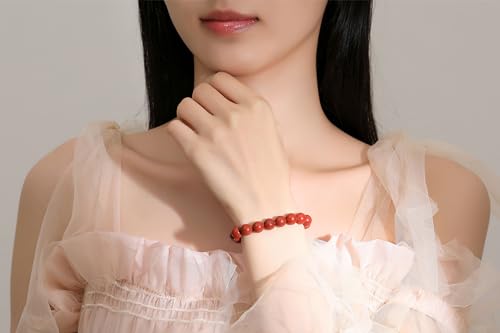 MAIBAOTA Healing Crystal Bracelet for Women Men, 8/4 mm Natural Stone Beaded Bracelets, Jewelry Birthday Gifts, Round Gemstones Stretch Bracelets - color: Red-Jasper, size: 8 mm