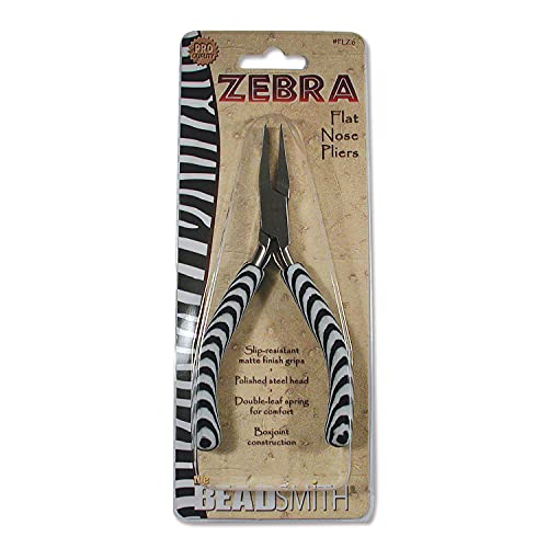 The Beadsmith Flat Nose Pliers – Zebra Print Line – 5 inches (127mm) – Comfortable Handle with Double Leaf Springs – Jewelry Making Tool for Creating Bracelets, Earrings and Necklaces - size: flat nose - 5"
