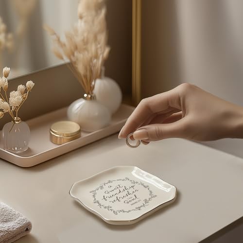 LITTLEBIGGER Friendship Gifts for Women – Christian Jewelry Dish – Forget Me Not Flower Trinket Tray, Friendship Gifts for Friend, Sisters in Christ, Mothers Day Gifts And Graduation Gifts - style: Friendship - F