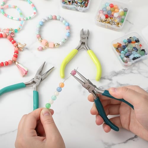 Mr. Pen- Pliers for Jewelry Making, 3 Pack, Chain Nose, Round Nose Pliers Set and Wire Cutter for Beading, Wire Wrapping, Jump Rings, Jewelry Repair, Crafting, DIY - color: Shades of Green