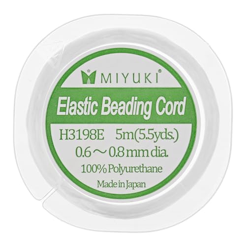 Miyuki Elastic Beading Cord – Clear, 0.8 mm Diameter, 5 Meter Spool, Premium Stretch String for Jewelry Making and Beadwork (Pack of 2) - size: 0.8 mm - 5 Meter (Pack of 2)