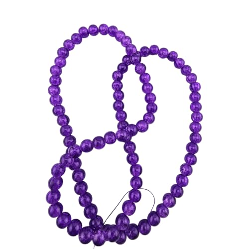 DandS ltd Crackle Lampwork Glass Beads for Jewelry Making, Purple Amethyst, Vibrant DIY Bracelets, Necklaces, Beading Supplies & Craft Kits for Handmade Jewelry, 80pcs 0.39 inch (10mm), #J288-10 - color: Purple Amethyst