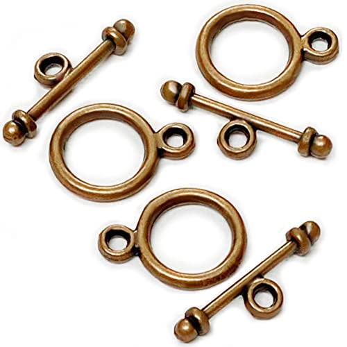Heather's cf Toggle Jewelry Clasps – Durable Quality, Antique Plain Copper Finish Toggle Clasps & Closures for Necklace, Bracelet & Charms – Ideal for DIY, & Jewelry Making – Small (Set of 130) - color: Copper small