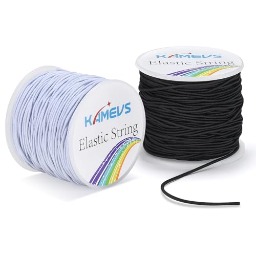Elastic Cord 2 Rolls, 330 Feet, 1mm Sturdy Stretchy String, Elastic String for Bracelets, Beading, Necklaces, Jewelry Making, and Craft Supplies