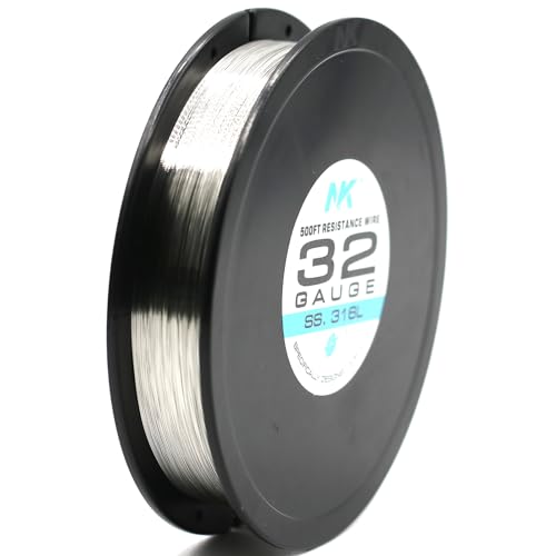 NK Jewelry Making Wire Stainless Steel 316L Soft Annealed AWG 22 24 26 27 28 29 30 32 34 36 38 40 Gauge (SS316L 32Ga 500Feet, 1) - size: SS316L 32Ga 500Feet