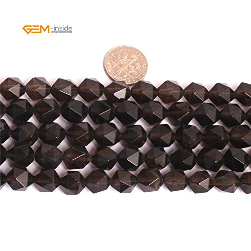 GEM-Inside Natural 10mm Smoky Quartz Gemstone Loose Beads Faceted Cambay Crystal Energy Stone Power for Jewelry Making 15" - color: Smoky Quartz, size: 10mm