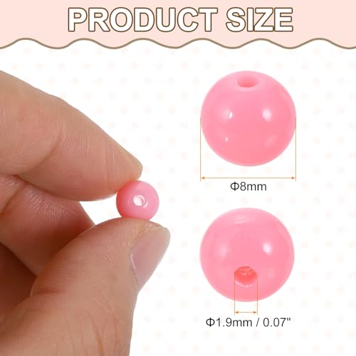 HARFINGTON 200pcs Cream Pink Acrylic Round Beads 8mm Dia 1.9mm Hole Plastic Resin Smooth Balls Loose Bead for Jewelry Making Bracelets Necklace Earrings DIY - color: Cream Pink, size: 8mm