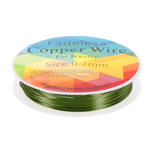 HARFINGTON 10ft Jewelry Wire, 22 Gauge (0.7mm) Brass Craft Soft Metal Tarnish Resistant Copper Beading Wire for Jewelry Making Supplies Crafting, Green - color: Green, size: 21 Gauge x 10ft
