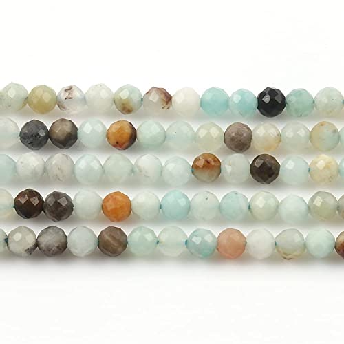 180pcs 2mm Natural Amazonite Gemstone Beads Faceted Round Loose Stone Beads for Jewelry Making - color: Amazonite, size: 1.9-2.4mm