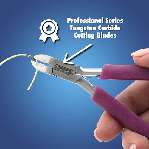 Beadalon Professional Series Tungsten Carbide Jaw Hard Wire Semi-Flush Cutter, Purple Vinyl-Free Grips, Stainless Steel, cuts up to 14 gauge Wire, 5.75 in - style: Semi-Flush Cutter, Purple