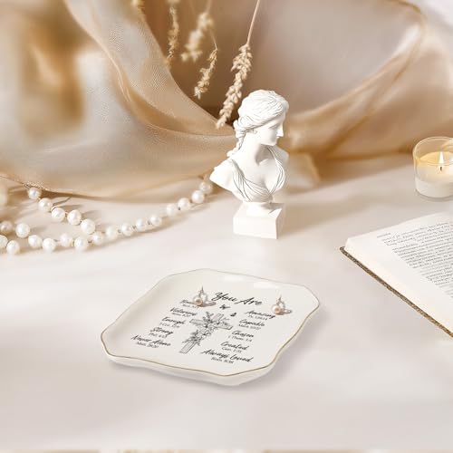 LITTLEBIGGER Christian Gifts – Bible Verses Jewelry Tray, Personalized Jewelry Dish, Spiritual and Religious Gifts for Women, Christian Faith-Based Gifts, Godmother Gift Ideas, Mothers Day gifts - style: Cross-Wavy square