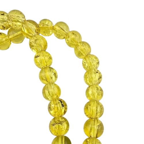 DandS ltd Crackle Lampwork Glass Beads for Jewelry Making, Yellow, Vibrant DIY Bracelets, Necklaces, Earrings, Beading Supplies & Craft Kits for Handmade Jewelry, 80pcs 0.39 inch (10mm), #J250-10 - color: Yellow