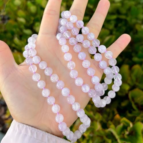 Adabele Premium 108 Mala Beads Malas Necklace - Natural Healing Gemstone Tibetan Buddhist Japa Prayer Meditation Reiki Chakra Stone Quartz Rock Women Men Jewelry - style: Lavender Jade