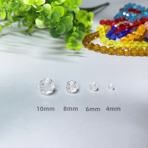 Jmassyang 400 Pieces 4mm Faceted Round Crystal Glass Beads Spacer Beads for Jewelry Making, Bracelets Necklaces Earrings Wind Chimes Suncatchers (Crystal Clear) - color: Crystal Clear, size: 4mm