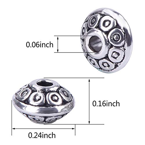 April Ya 100 Pieces 6 mm Antique Silver Spacer Beads European Style Beads for Jewelry Making