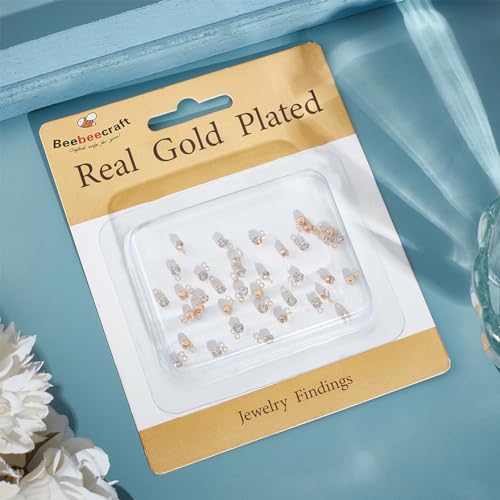 Beebeecraft 1 Box 50Pcs Rhinestone Charms 18K Gold Plated Lucky Birthstone April Charms for Earrings Necklace Anklet Bracelet Crafting DIY Jewelry Making Craft Accessories, Tiny 3.5mm/0.14in - color: Gold