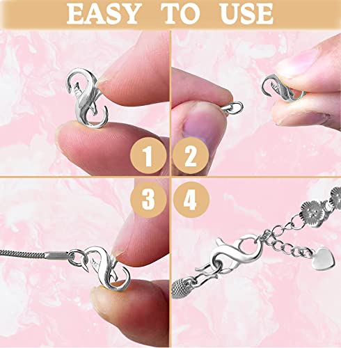 Dailyacc S925 Double Opening Lobster Clasp Sterling Silver and Gold Necklace Bracelet Extender Clasps and Closures for DIY Jewelry - color: Gold & Silver, size: 21mm × 11mm